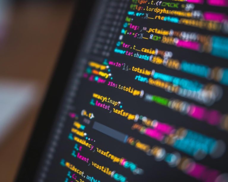 Close-up of syntax-highlighted code on a dark screen